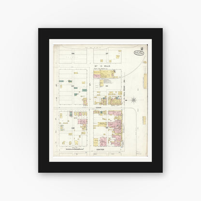 Old map wall art mockup — black gallery frame with white mat — Sanborn Fire Insurance Map from Colton, San Bernardino County, California (1888), Sheet #0002