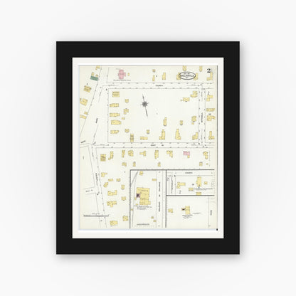 Old map wall art mockup — black gallery frame with white mat — Sanborn Fire Insurance Map from Sinclairville, Chautauqua County, New York (1910), Sheet #0002