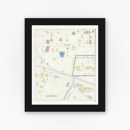Old map wall art mockup — black gallery frame with white mat — Sanborn Fire Insurance Map from Bridgeville, Allegheny County, Pennsylvania (1907), Sheet #0003