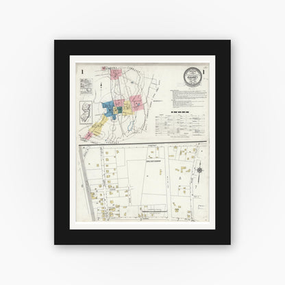 Old map wall art mockup — black gallery frame with white mat — Sanborn Fire Insurance Map from Ramsey, Bergen County, New Jersey (1924) - Complete Map Set