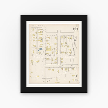 Old map wall art mockup — black gallery frame with white mat — Sanborn Fire Insurance Map from Lawton, Van Buren County, Michigan (1922), Sheet #0002