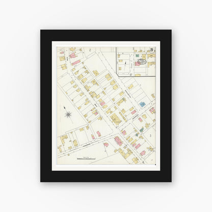 Old map wall art mockup — black gallery frame with white mat — Sanborn Fire Insurance Map from Alliance, Northampton County, Pennsylvania (1904), Sheet #0003