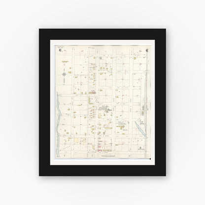 Old map wall art mockup — black gallery frame with white mat — Sanborn Fire Insurance Map from Snyder, Scurry County, Texas (1942), Sheet #0006