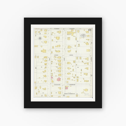 Old map wall art mockup — black gallery frame with white mat — Sanborn Fire Insurance Map from Paris, Lamar County, Texas (1902), Sheet #0011