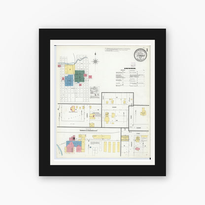 Old map wall art mockup — black gallery frame with white mat — Sanborn Fire Insurance Map from Standish, Arenac County, Michigan (1909) - Complete Map Set