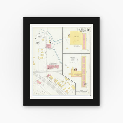 Old map wall art mockup — black gallery frame with white mat — Sanborn Fire Insurance Map from Mechanicville, Saratoga County, New York (1904), Sheet #0011
