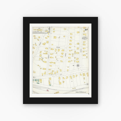 Old map wall art mockup — black gallery frame with white mat — Sanborn Fire Insurance Map from Wakefield, Middlesex County, Massachusetts (1903), Sheet #0010