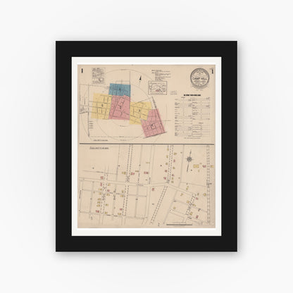 Old map wall art mockup — black gallery frame with white mat — Sanborn Fire Insurance Map from Camp Hill, Cumberland County, Pennsylvania (1923) - Complete Map Set