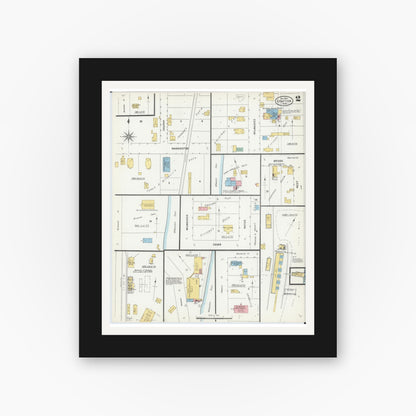 Old map wall art mockup — black gallery frame with white mat — Sanborn Fire Insurance Map from Grafton, Ozankee County, Wisconsin (1904), Sheet #0002