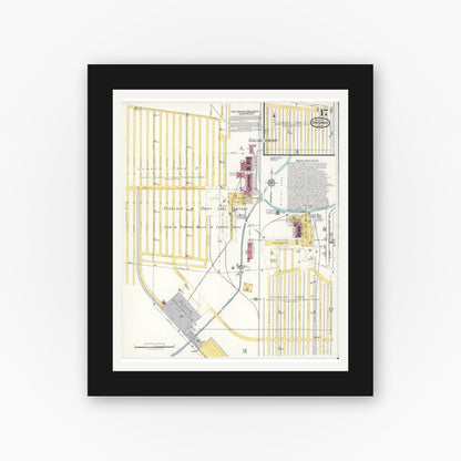 Old map wall art mockup — black gallery frame with white mat — Sanborn Fire Insurance Map from Virginia, Saint Louis County, Minnesota (1921), Sheet #0017