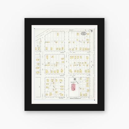 Old map wall art mockup — black gallery frame with white mat — Sanborn Fire Insurance Map from Tracy, Lyon County, Minnesota (1917), Sheet #0003