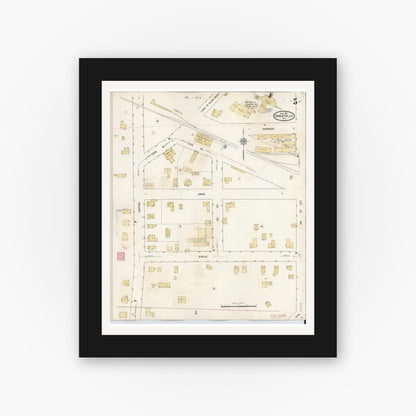 Old map wall art mockup — black gallery frame with white mat — Sanborn Fire Insurance Map from Forestville, Chautauqua County, New York (1941), Sheet #0005