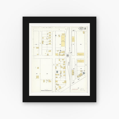 Old map wall art mockup — black gallery frame with white mat — Sanborn Fire Insurance Map from Decota, Alameda County, California (1908), Sheet #0002