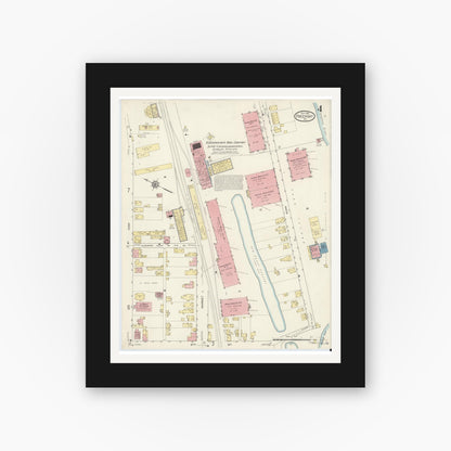 Old map wall art mockup — black gallery frame with white mat — Sanborn Fire Insurance Map from Freeport, Armstrong County, Pennsylvania (1913), Sheet #0004