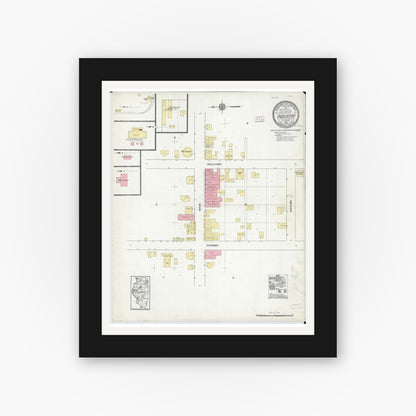 Old map wall art mockup — black gallery frame with white mat — Sanborn Fire Insurance Map from Industry, Mcdonough County, Illinois (1914), Sheet #0001