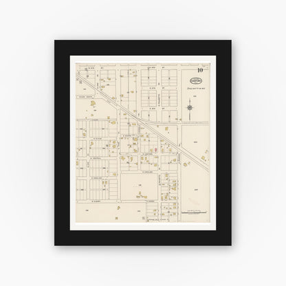 Old map wall art mockup — black gallery frame with white mat — Sanborn Fire Insurance Map from Sanford, Seminole County, Florida (1922), Sheet #0010
