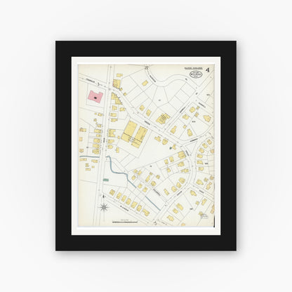 Old map wall art mockup — black gallery frame with white mat — Sanborn Fire Insurance Map from Melrose, Middlesex County, Massachusetts (1903), Sheet #0004