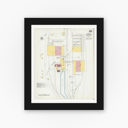 Old map wall art mockup — black gallery frame with white mat — Sanborn Fire Insurance Map from Suffolk, Independent Cities, Virginia (1903), Sheet #0023