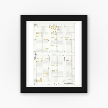 Old map wall art mockup — black gallery frame with white mat — Sanborn Fire Insurance Map from Chicago, Cook County, Illinois (1920), Sheet #0097