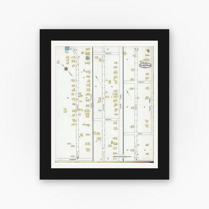Old map wall art mockup — black gallery frame with white mat — Sanborn Fire Insurance Map from Salisbury, Essex County, Massachusetts (1919), Sheet #0006
