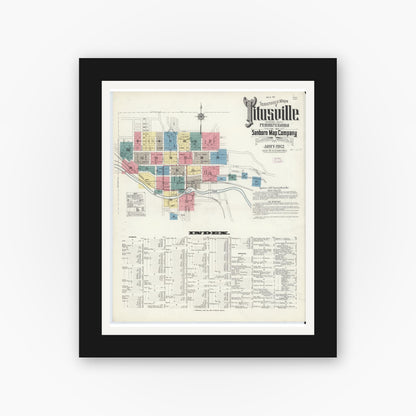 Old map wall art mockup — black gallery frame with white mat — Sanborn Fire Insurance Map from Titusville, Crawford County, Pennsylvania (1912), Sheet #0001