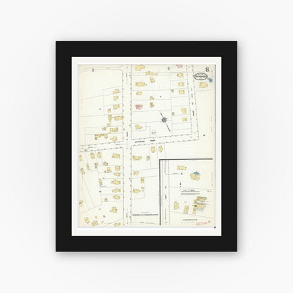 Old map wall art mockup — black gallery frame with white mat — Sanborn Fire Insurance Map from Pittsford, Monroe County, New York (1912), Sheet #0008