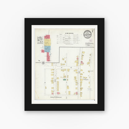 Old map wall art mockup — black gallery frame with white mat — Sanborn Fire Insurance Map from McSherrystown, Adams County, Pennsylvania (1904) - Complete Map Set