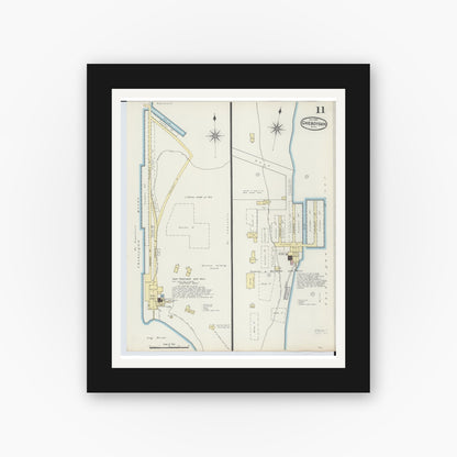 Old map wall art mockup — black gallery frame with white mat — Sanborn Fire Insurance Map from Cheboygan, Cheboygan County, Michigan (1890), Sheet #0011