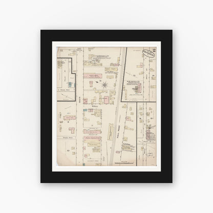 Old map wall art mockup — black gallery frame with white mat — Sanborn Fire Insurance Map from Abingdon, Washington County, Virginia (Unknown), Sheet #0002