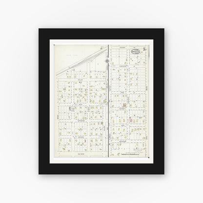 Old map wall art mockup — black gallery frame with white mat — Sanborn Fire Insurance Map from Madelia, Watonwan County, Minnesota (1914), Sheet #0005