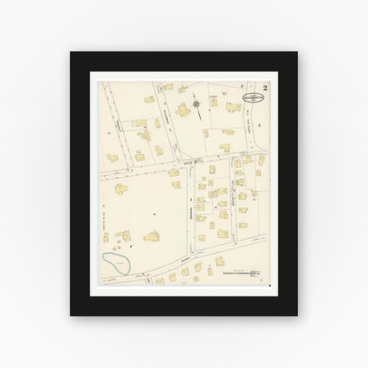 Old map wall art mockup — black gallery frame with white mat — Sanborn Fire Insurance Map from Great Barrington, Berkshire County, Massachusetts (1912), Sheet #0002