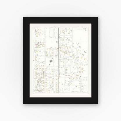 Old map wall art mockup — black gallery frame with white mat — Sanborn Fire Insurance Map from Monahans, Ward County, Texas (1940), Sheet #0005