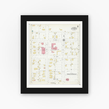 Old map wall art mockup — black gallery frame with white mat — Sanborn Fire Insurance Map from Effingham, Effingham County, Illinois (1906), Sheet #0005