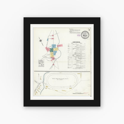 Old map wall art mockup — black gallery frame with white mat — Sanborn Fire Insurance Map from Naples, Ontario County, New York (1911) - Complete Map Set