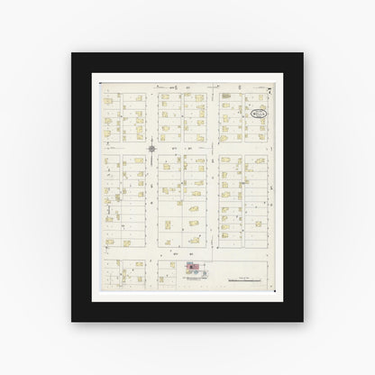 Old map wall art mockup — black gallery frame with white mat — Sanborn Fire Insurance Map from Wells, Faribault County, Minnesota (1914), Sheet #0007