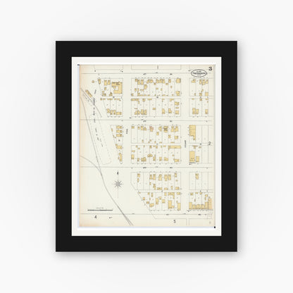 Old map wall art mockup — black gallery frame with white mat — Sanborn Fire Insurance Map from Two Harbors, Lake County, Minnesota (1897), Sheet #0003
