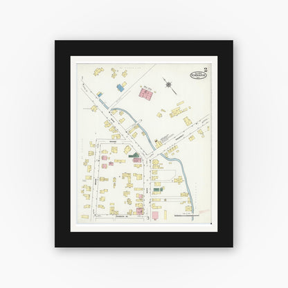 Old map wall art mockup — black gallery frame with white mat — Sanborn Fire Insurance Map from Schoharie, Schoharie County, New York (1909), Sheet #0002