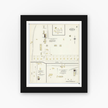 Old map wall art mockup — black gallery frame with white mat — Sanborn Fire Insurance Map from Stambaugh, Iron County, Michigan (1913), Sheet #0004