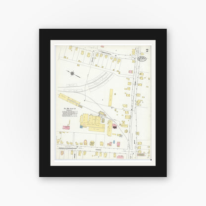 Old map wall art mockup — black gallery frame with white mat — Sanborn Fire Insurance Map from Big Run, Jefferson County, Pennsylvania (1910), Sheet #0002