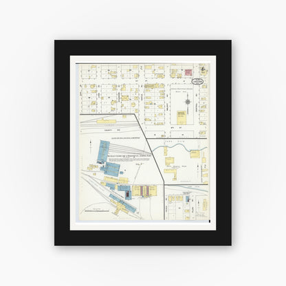 Old map wall art mockup — black gallery frame with white mat — Sanborn Fire Insurance Map from Lakeside, Ottawa County, Ohio (1910), Sheet #0004