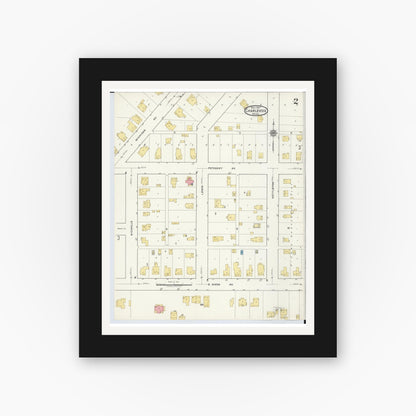 Old map wall art mockup — black gallery frame with white mat — Sanborn Fire Insurance Map from Charlevoix, Charlevoix County, Michigan (1917), Sheet #0002