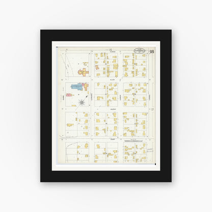 Old map wall art mockup — black gallery frame with white mat — Sanborn Fire Insurance Map from Chippewa Falls, Chippewa County, Wisconsin (1903), Sheet #0018
