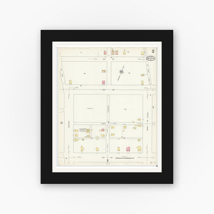Old map wall art mockup — black gallery frame with white mat — Sanborn Fire Insurance Map from Beaver, Beaver County, Pennsylvania (1912), Sheet #0002