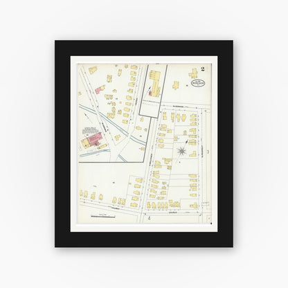 Old map wall art mockup — black gallery frame with white mat — Sanborn Fire Insurance Map from Herkimer, Herkimer County, New York (1906) - Complete Map Set