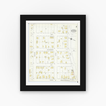 Old map wall art mockup — black gallery frame with white mat — Sanborn Fire Insurance Map from East Tawas, Iosco County, Michigan (1910), Sheet #0004