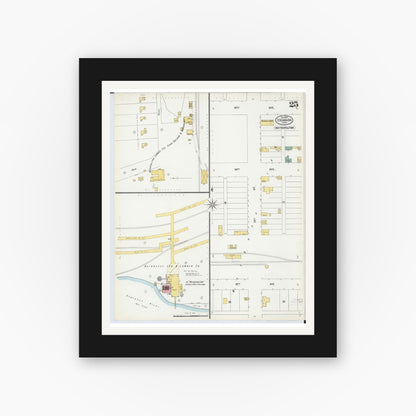 Old map wall art mockup — black gallery frame with white mat — Sanborn Fire Insurance Map from Escanaba, Delta County, Michigan (1899), Sheet #0025