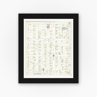 Old map wall art mockup — black gallery frame with white mat — Sanborn Fire Insurance Map from Faribault, Rice County, Minnesota (1914), Sheet #0003