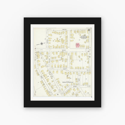 Old map wall art mockup — black gallery frame with white mat — Sanborn Fire Insurance Map from Carbondale, Lackawanna County, Pennsylvania (1912), Sheet #0017