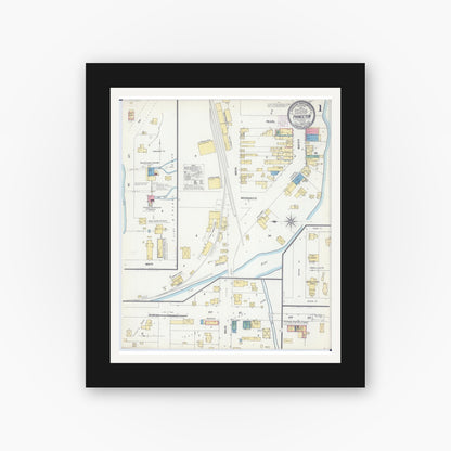 Old map wall art mockup — black gallery frame with white mat — Sanborn Fire Insurance Map from Princeton, Green Lake County, Wisconsin (1904) - Complete Map Set