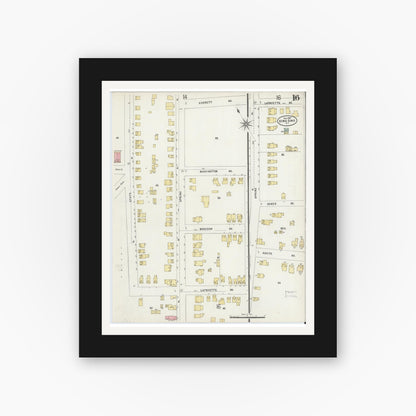 Old map wall art mockup — black gallery frame with white mat — Sanborn Fire Insurance Map from Sing Sing, Westchester County, New York (1897), Sheet #0016